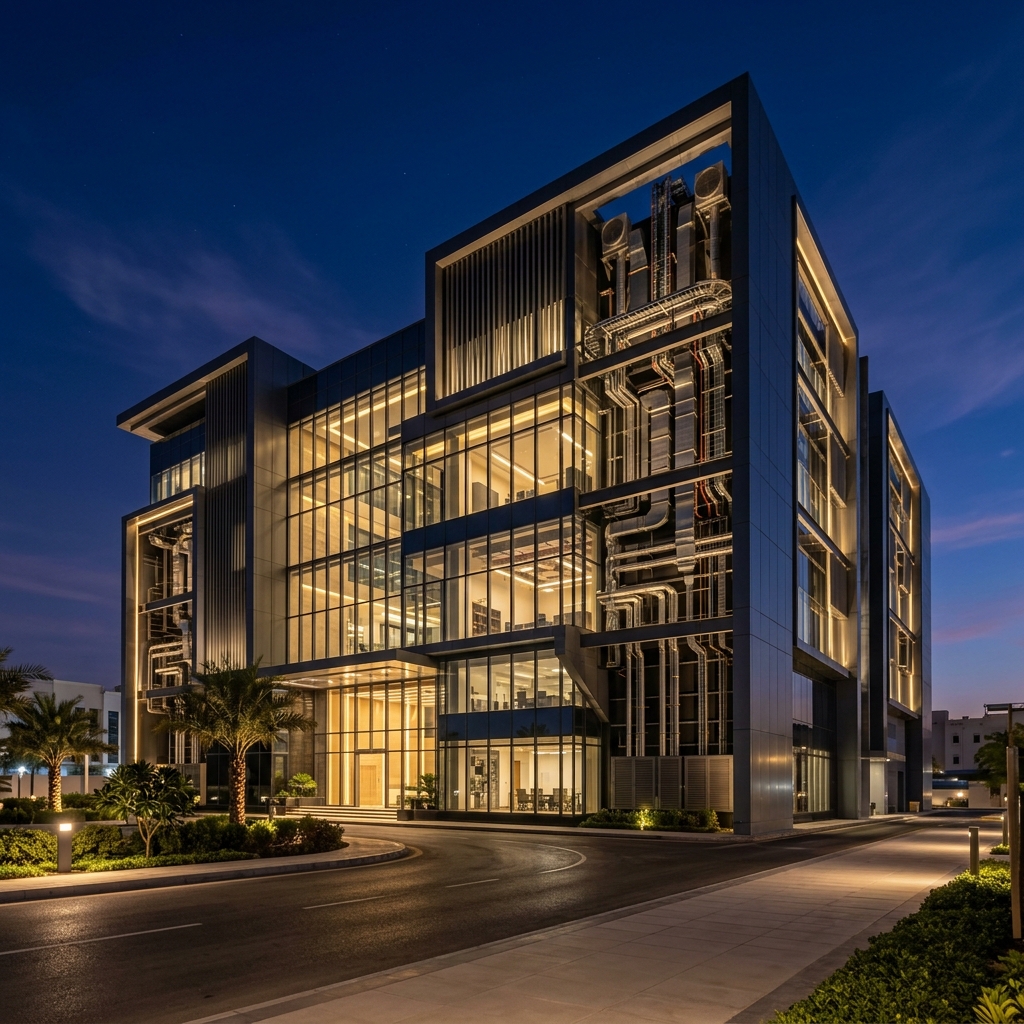 Modern commercial engineering infrastructure in Muscat, Oman (Visual Reference)